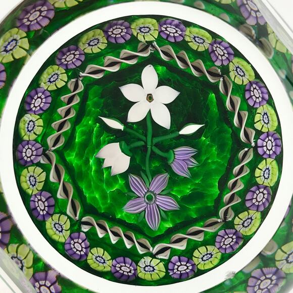Perthshire 1986B Bouquet Lampwork Flowers Millefiori Faceted Twist Paperweight - Picture 5 of 13